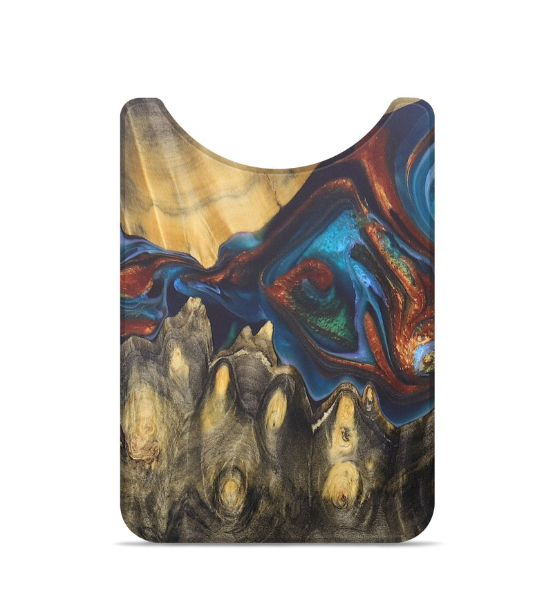 Live Edge Wood+Resin Wallet - Etta (Teal & Gold, 690208)
