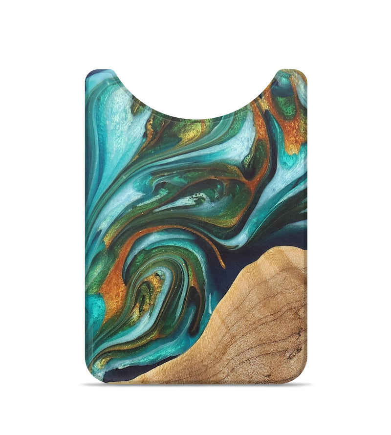 Live Edge Wood+Resin Wallet - Deneen (Teal & Gold, 690211)