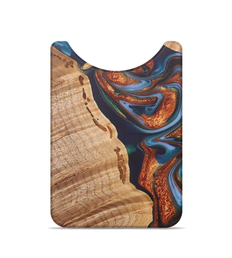 Live Edge Wood+Resin Wallet - Deja (Teal & Gold, 690212)