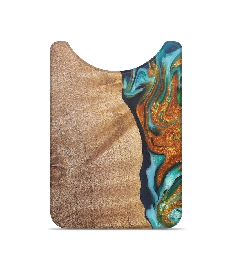 Live Edge Wood+Resin Wallet - Salvatore (Teal & Gold, 690215)