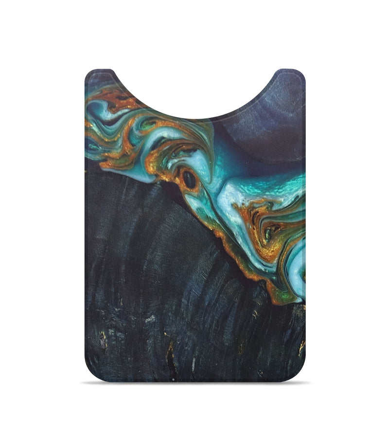 Live Edge Wood+Resin Wallet - Scarlett (Teal & Gold, 690216)