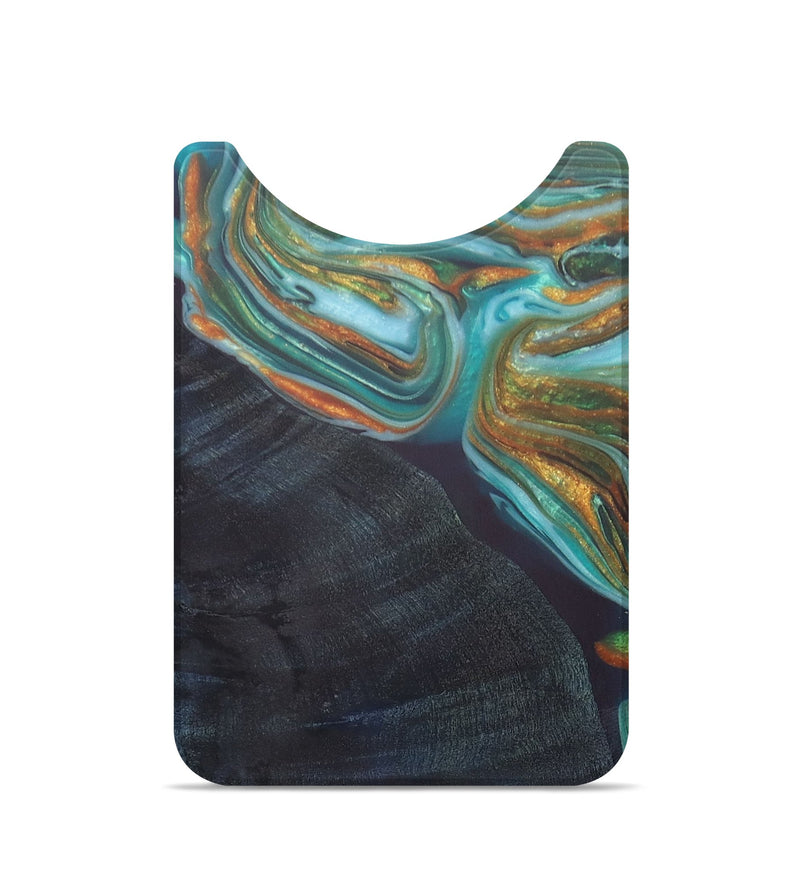 Live Edge Wood+Resin Wallet - Cheri (Teal & Gold, 690217)