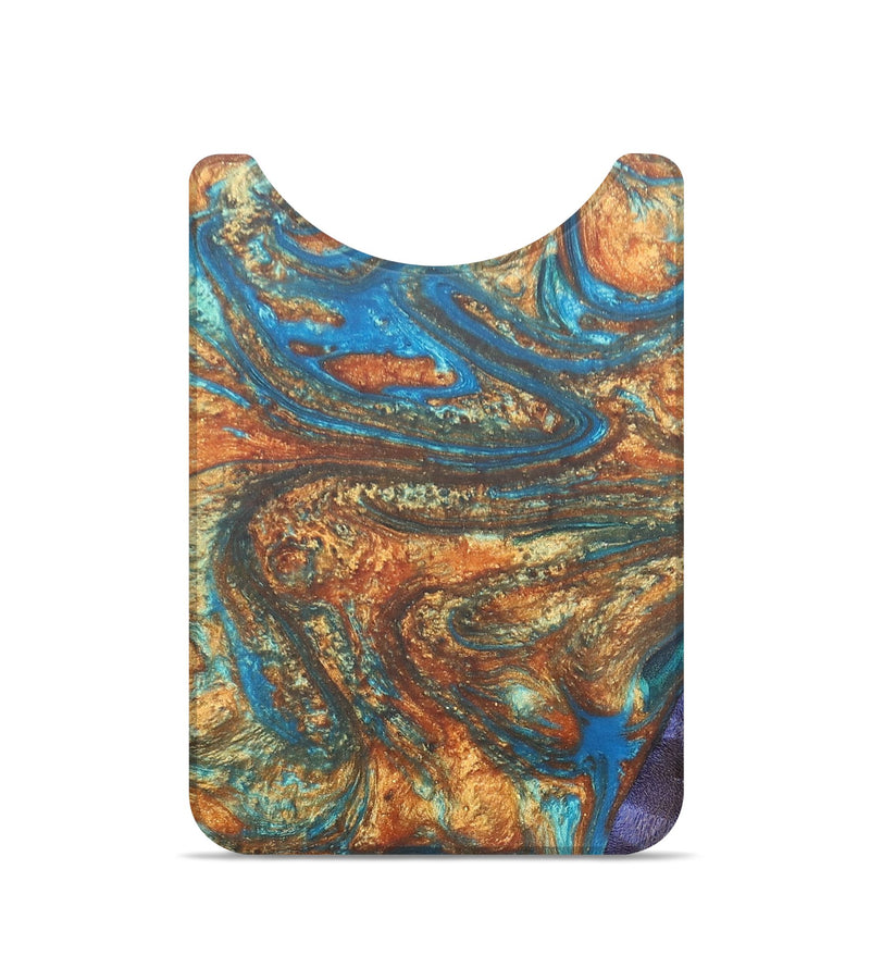 Live Edge Wood+Resin Wallet - Luella (Teal & Gold, 690285)