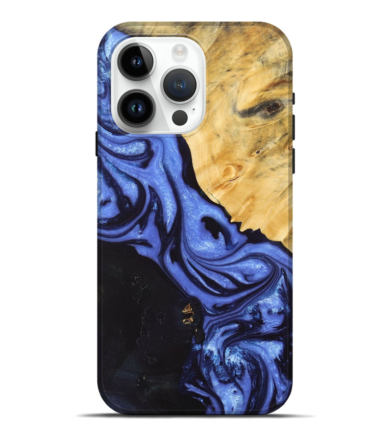 iPhone 15 Pro Max Wood+Resin Live Edge Phone Case - Albert (Blue, 690301)