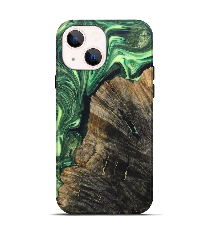 iPhone 14 Wood+Resin Live Edge Phone Case - Legend (Green, 690308)