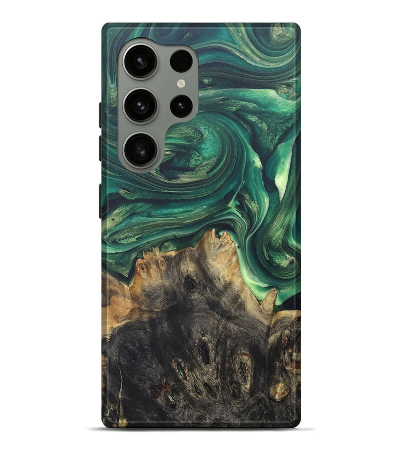 Galaxy S24 Ultra Wood+Resin Live Edge Phone Case - Tricia (Green, 690309)