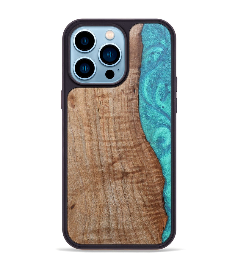 iPhone 14 Pro Max Wood+Resin Phone Case - Joanne (Wood Burl, 690427)