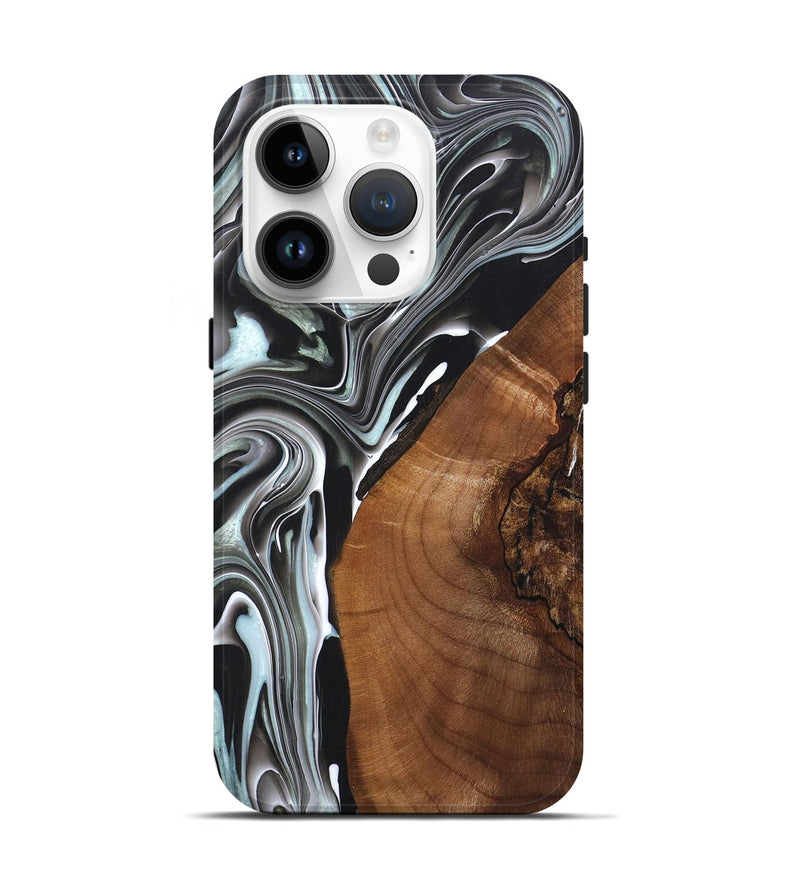 iPhone 15 Pro Wood+Resin Live Edge Phone Case - Todd (Black & White, 690723)
