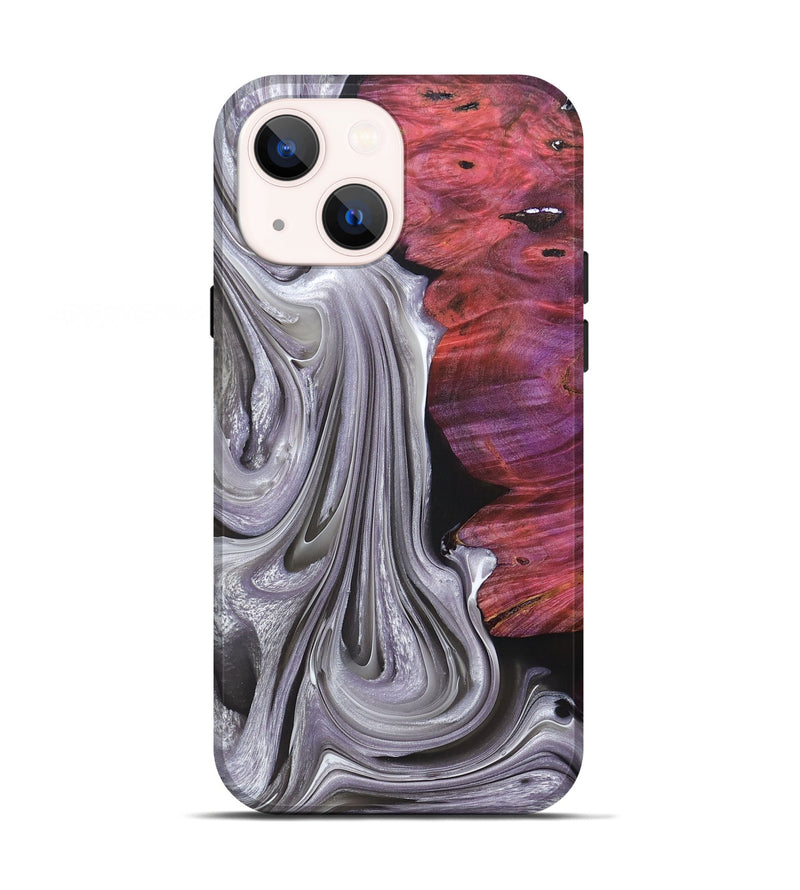iPhone 13 Wood+Resin Live Edge Phone Case - Reed (Black & White, 690729)