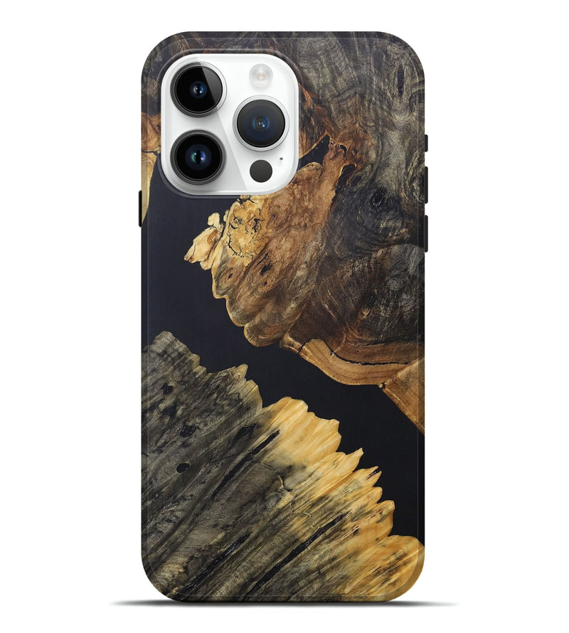 iPhone 15 Pro Max Wood+Resin Live Edge Phone Case - Trevor (Pure Black, 690735)
