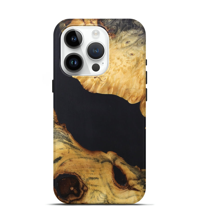 iPhone 15 Pro Wood+Resin Live Edge Phone Case - Chelsey (Pure Black, 690740)