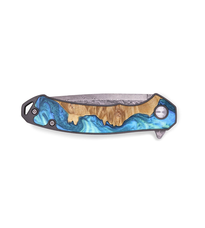 EDC Wood+Resin Pocket Knife - Jett (Blue, 690765)