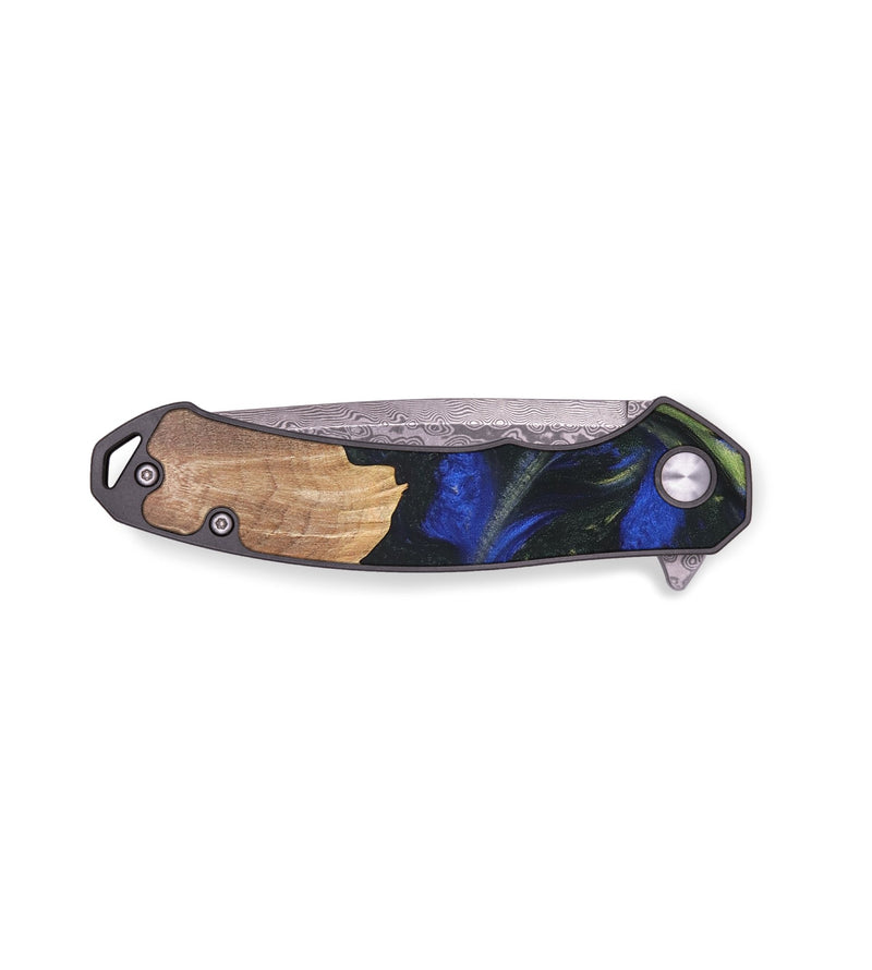 EDC Wood+Resin Pocket Knife - Finnegan (Blue, 690766)