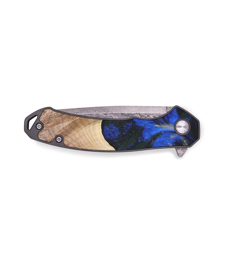 EDC Wood+Resin Pocket Knife - Shelly (Blue, 690767)