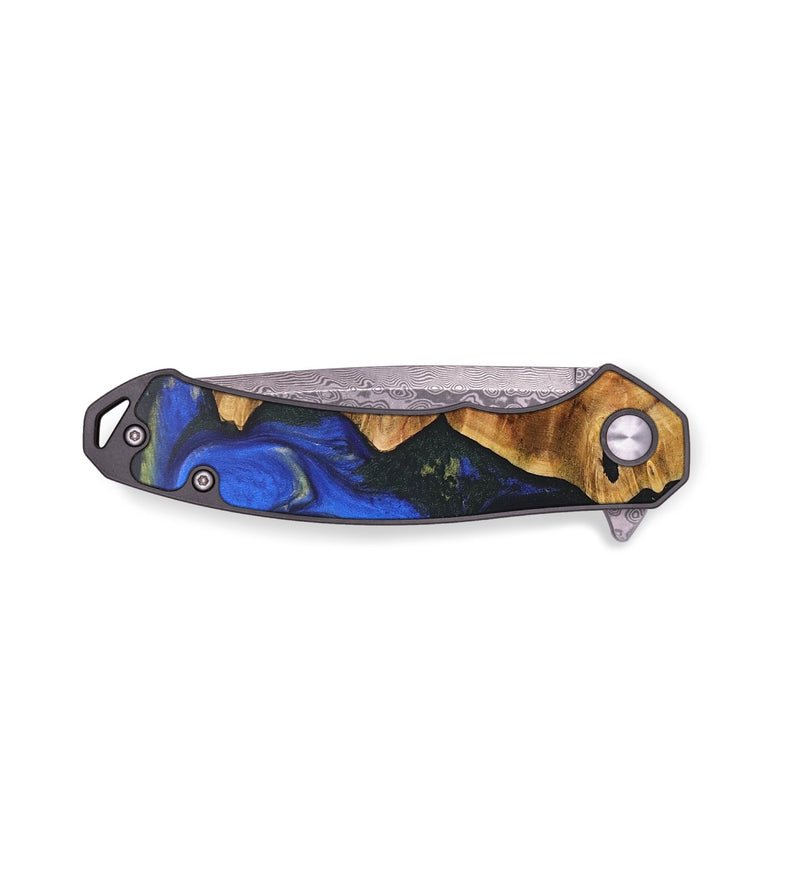 EDC Wood+Resin Pocket Knife - Sylvester (Blue, 690768)
