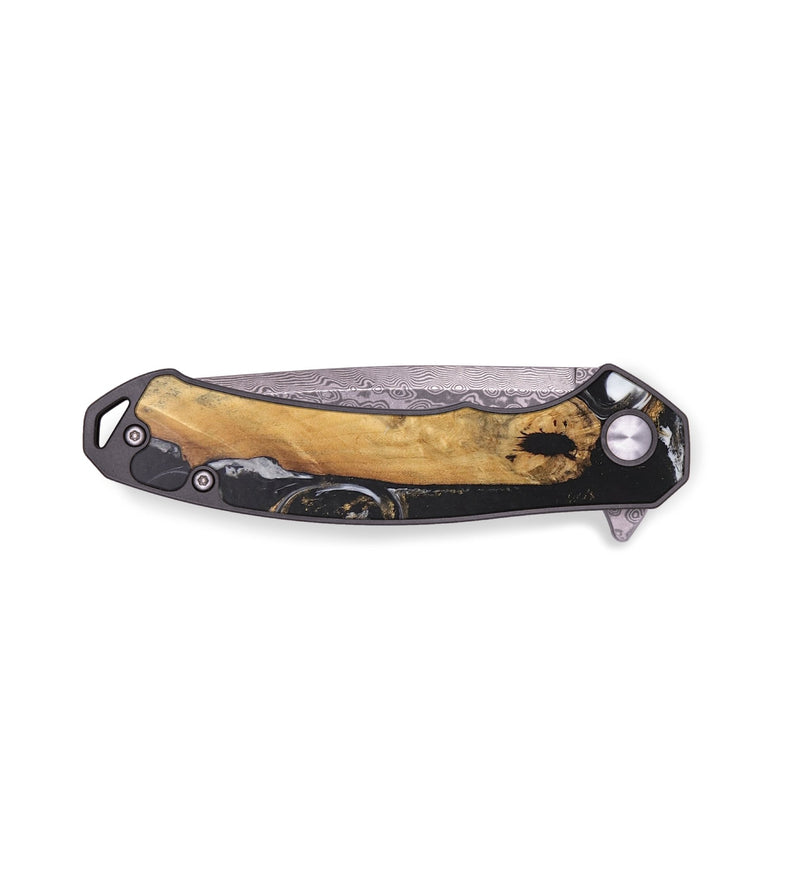 EDC Wood+Resin Pocket Knife - Finn (Black & White, 690771)