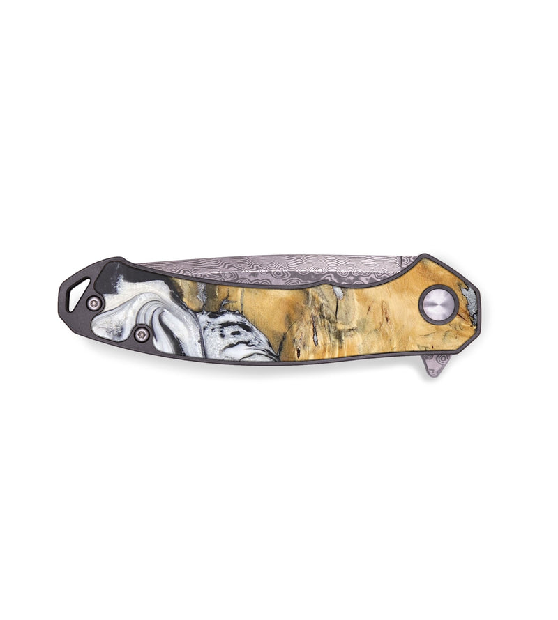 EDC Wood+Resin Pocket Knife - Edna (Black & White, 690776)