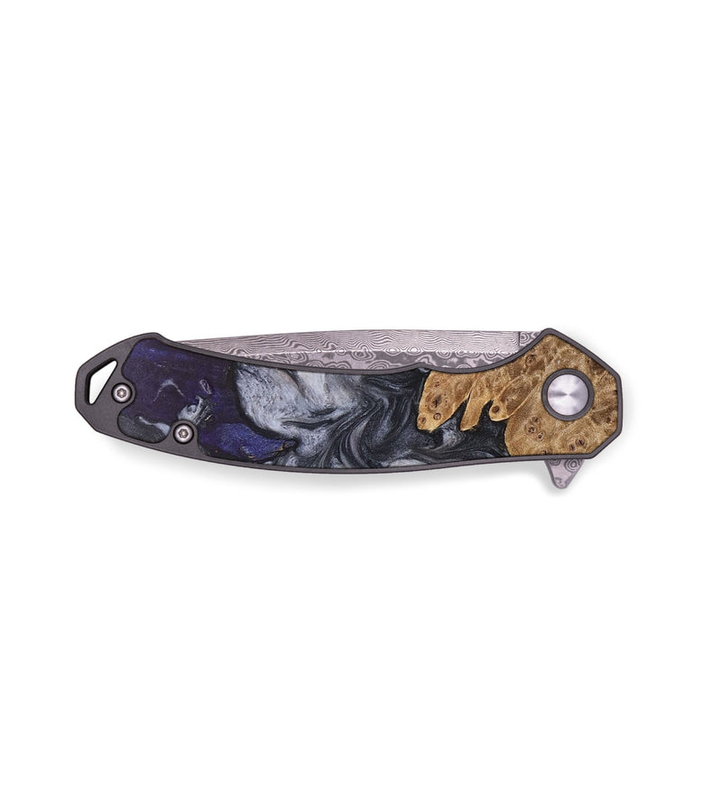 EDC Wood+Resin Pocket Knife - Peter (Black & White, 691035)