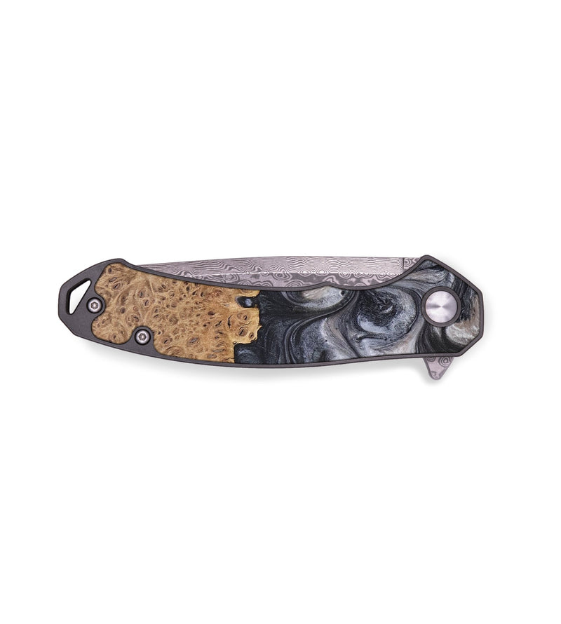EDC Wood+Resin Pocket Knife - Kingston (Black & White, 691036)