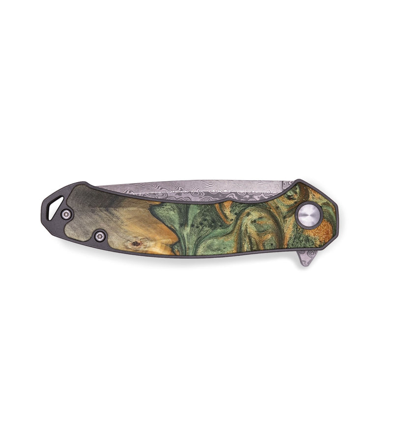 EDC Wood+Resin Pocket Knife - Lynette (Teal & Gold, 691065)