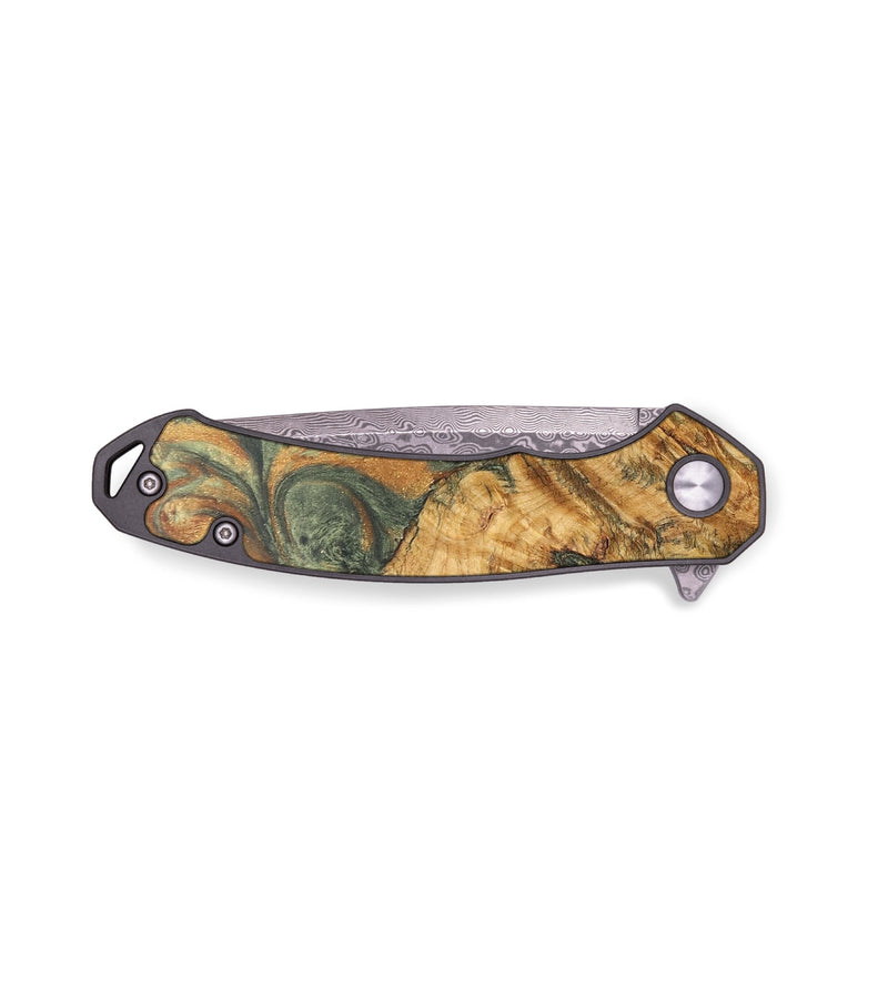 EDC Wood+Resin Pocket Knife - Jaslene (Teal & Gold, 691067)