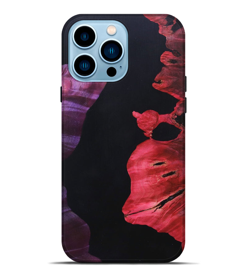 iPhone 14 Pro Max Wood+Resin Live Edge Phone Case - Danny (Pure Black, 691465)