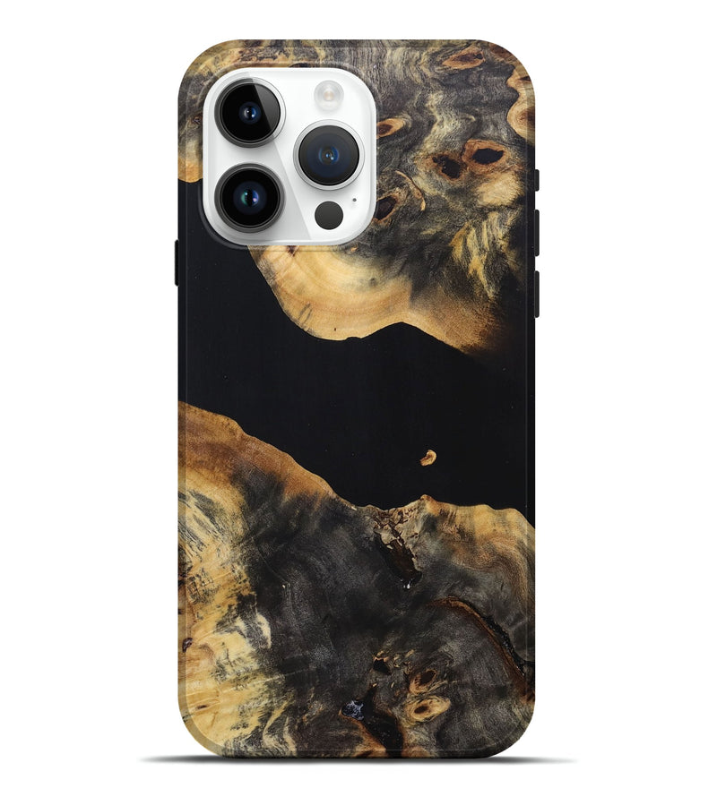 iPhone 15 Pro Max Wood+Resin Live Edge Phone Case - Wilfred (Pure Black, 691468)