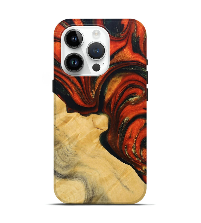 iPhone 15 Pro Wood+Resin Live Edge Phone Case - Rose (Red, 691486)
