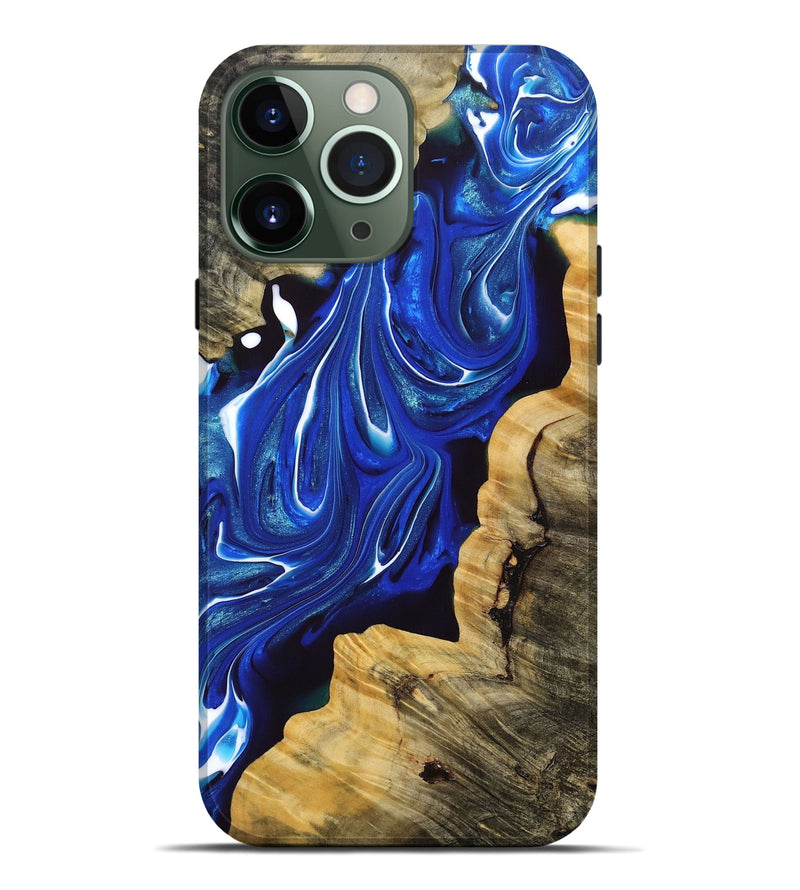 iPhone 13 Pro Max Wood+Resin Live Edge Phone Case - Annie (Blue, 691492)