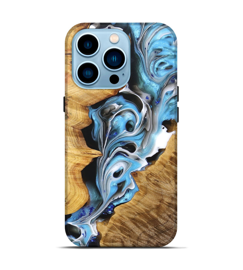 iPhone 14 Pro Wood+Resin Live Edge Phone Case - Daxton (Blue, 691493)