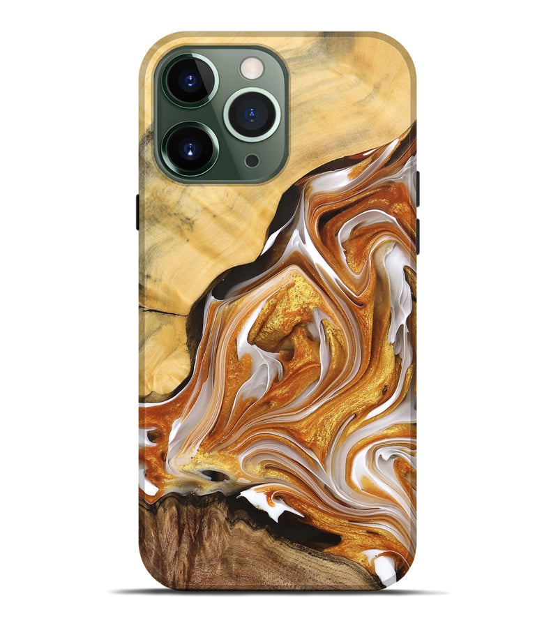 iPhone 13 Pro Max Wood+Resin Live Edge Phone Case - Halle (Black & White, 691501)