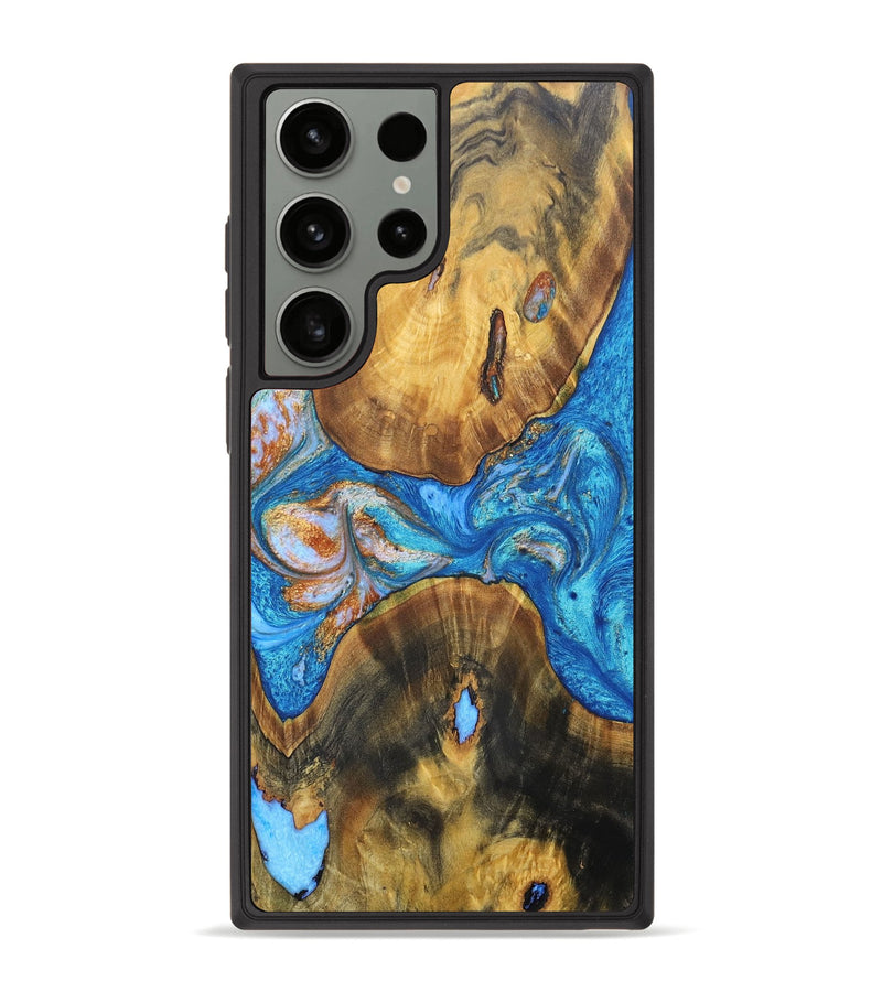 Galaxy S23 Ultra Wood+Resin Phone Case - Lia (Teal & Gold, 691589)