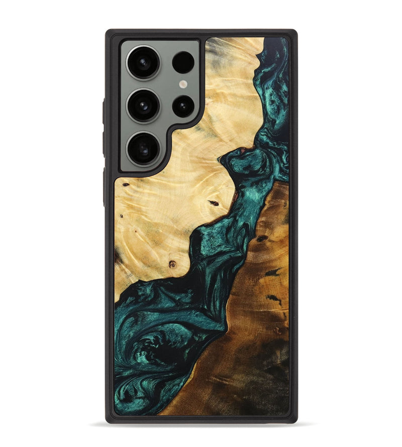 Galaxy S23 Ultra Wood+Resin Phone Case - Bernice (Green, 691650)