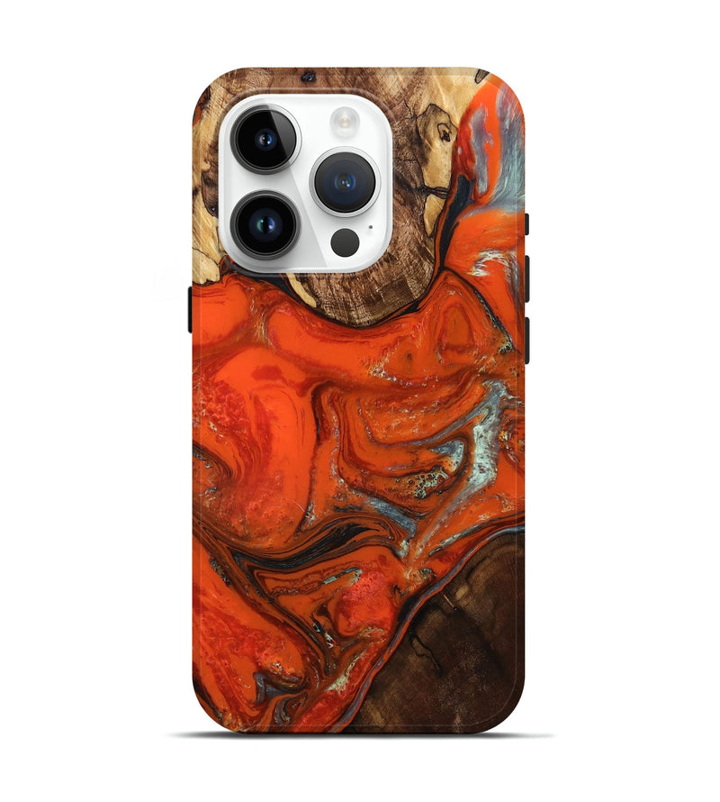 iPhone 15 Pro Wood+Resin Live Edge Phone Case - Forrest (Red, 691671)