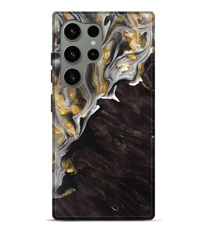 Galaxy S24 Ultra Wood+Resin Live Edge Phone Case - Gunner (Black & White, 691727)