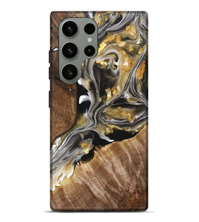Galaxy S23 Ultra Wood+Resin Live Edge Phone Case - Lynda (Black & White, 691728)