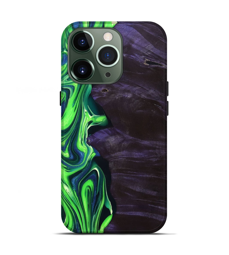iPhone 13 Pro Wood+Resin Live Edge Phone Case - Janine (Green, 691753)