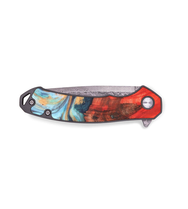 EDC Wood+Resin Pocket Knife - Lacy (Teal & Gold, 691762)