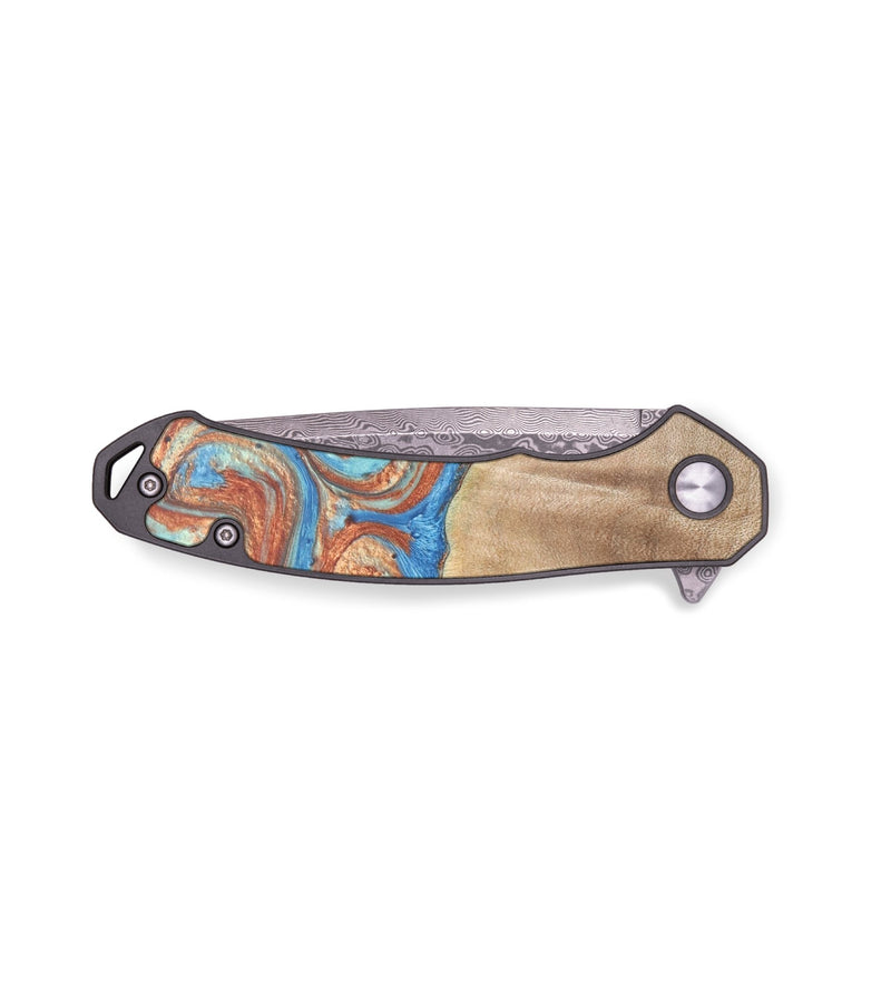 EDC Wood+Resin Pocket Knife - Destinee (Teal & Gold, 691763)