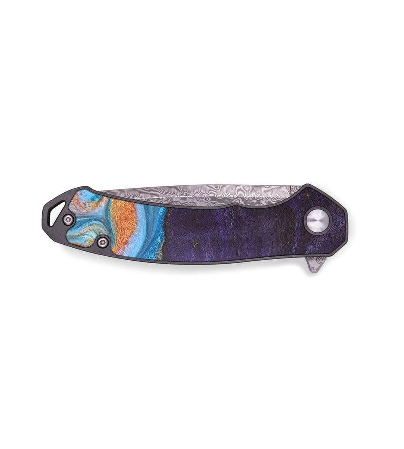 EDC Wood+Resin Pocket Knife - Gemma (Teal & Gold, 691764)