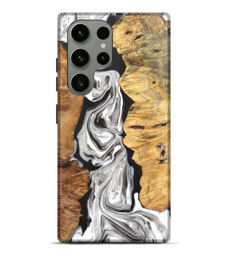 Galaxy S23 Ultra Wood+Resin Live Edge Phone Case - Emilio (Black & White, 691876)