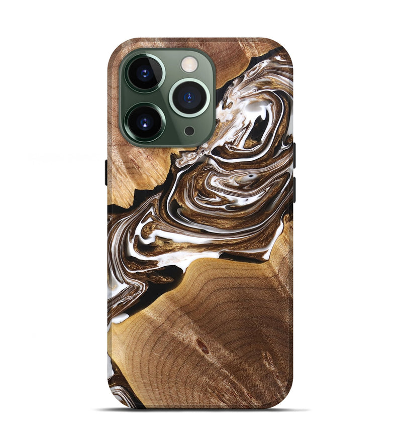 iPhone 13 Pro Wood+Resin Live Edge Phone Case - Jaiden (Black & White, 691883)