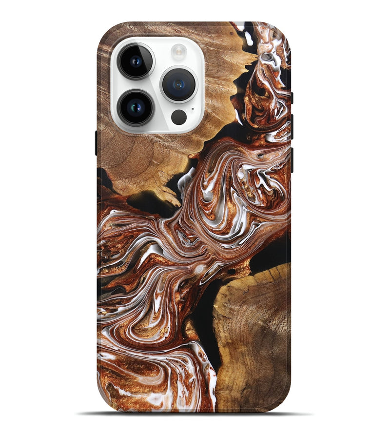 iPhone 15 Pro Max Wood+Resin Live Edge Phone Case - Myles (Black & White, 691884)