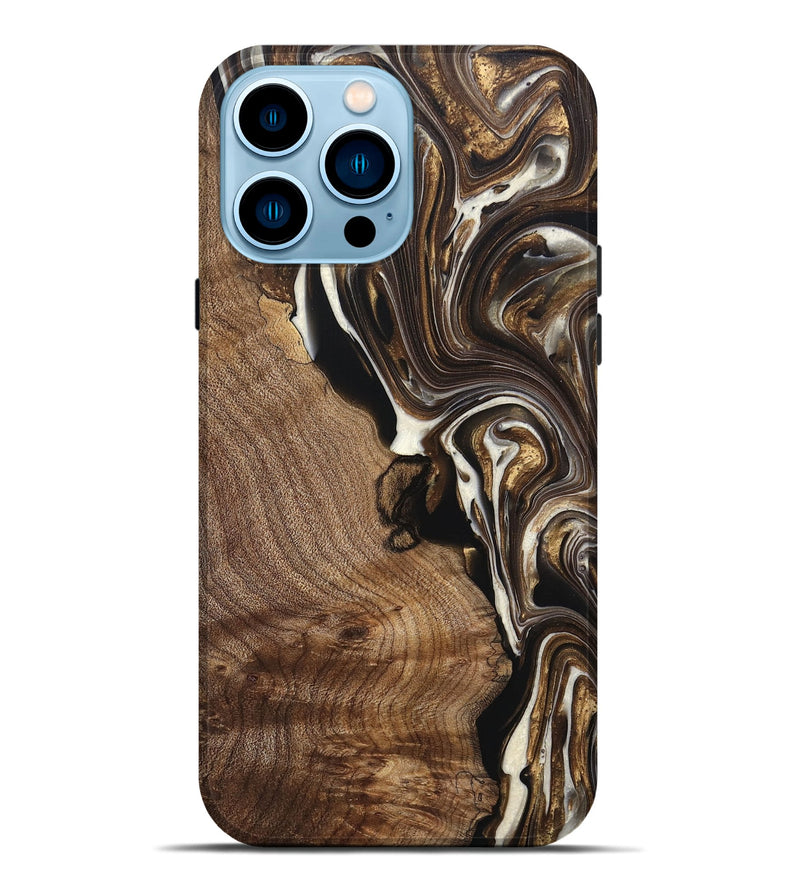 iPhone 14 Pro Max Wood+Resin Live Edge Phone Case - Wendy (Black & White, 691887)