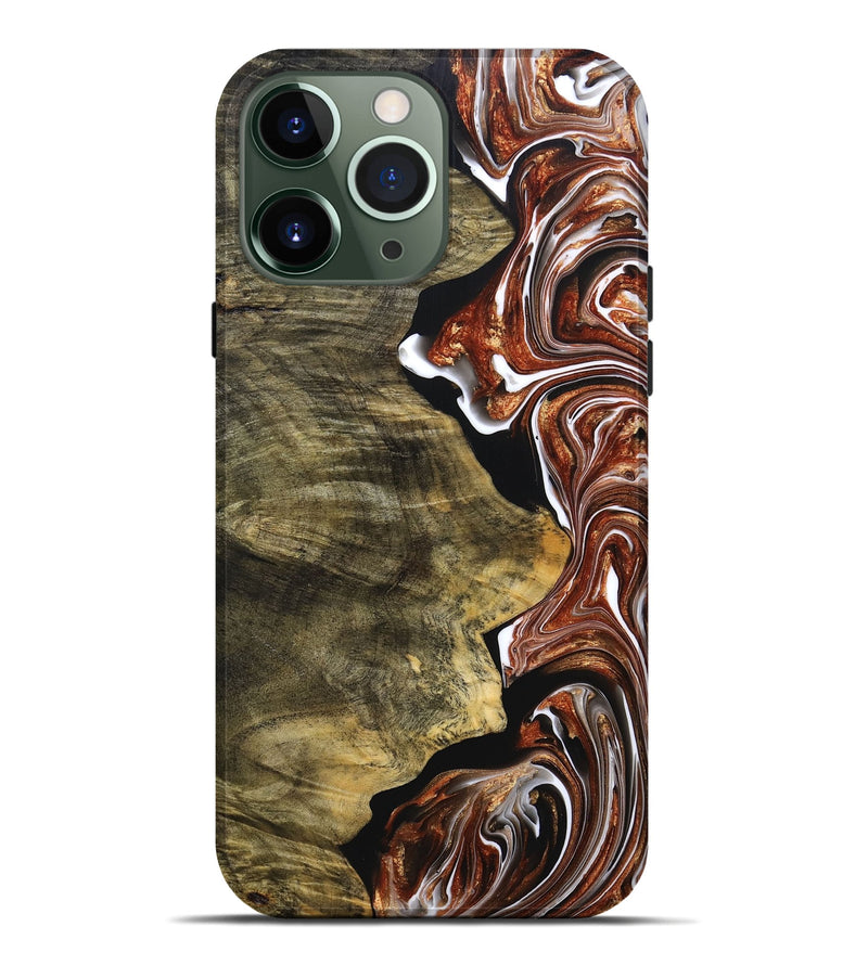 iPhone 13 Pro Max Wood+Resin Live Edge Phone Case - Hector (Black & White, 691889)
