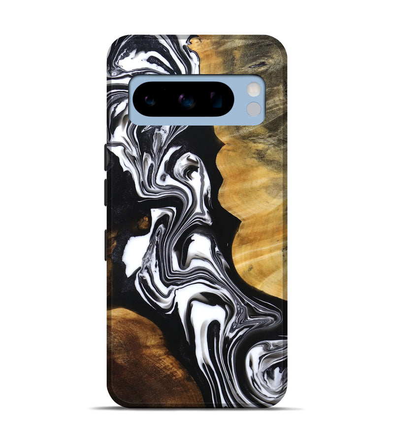 Pixel 8 Pro Wood+Resin Live Edge Phone Case - Whitney (Black & White, 691890)