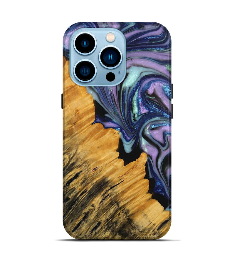 iPhone 14 Pro Wood+Resin Live Edge Phone Case - Benjamin (Purple, 691902)