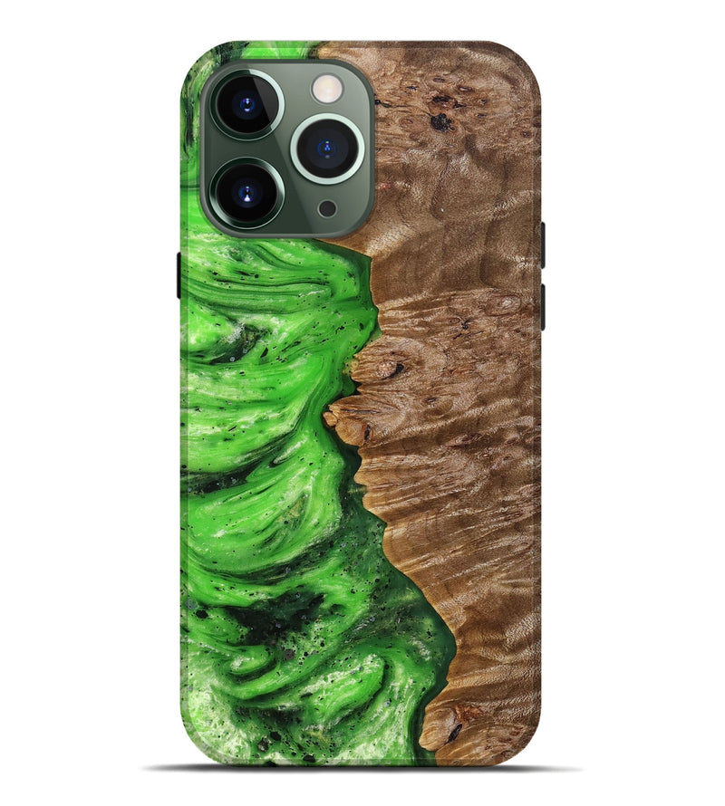 iPhone 13 Pro Max Wood+Resin Live Edge Phone Case - John (Green, 691996)