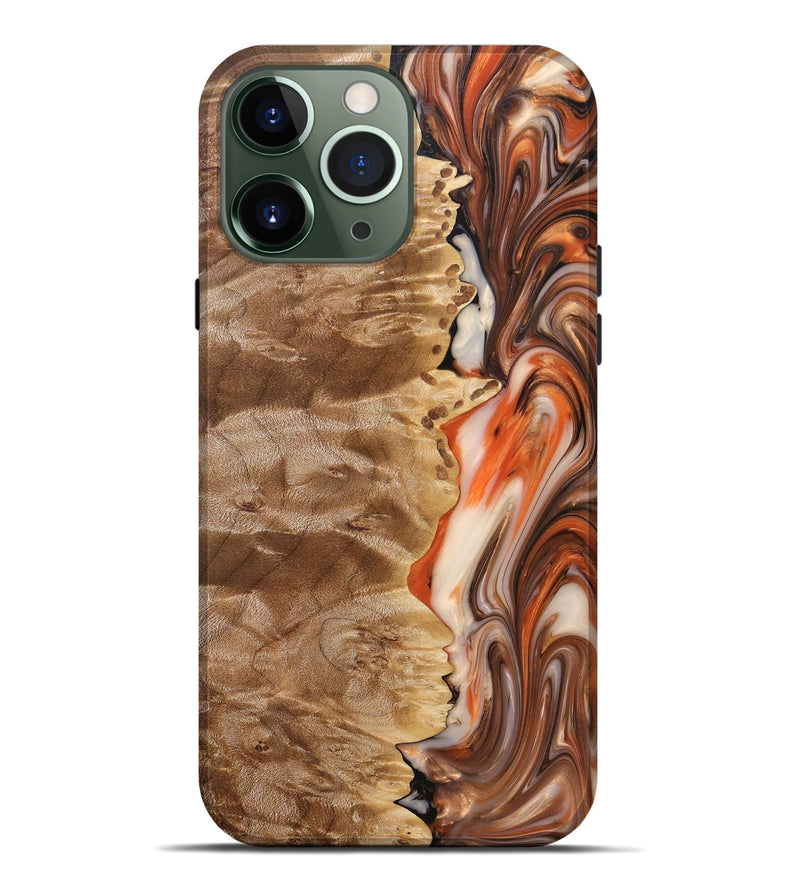 iPhone 13 Pro Max Wood+Resin Live Edge Phone Case - Hilary (Red, 691999)