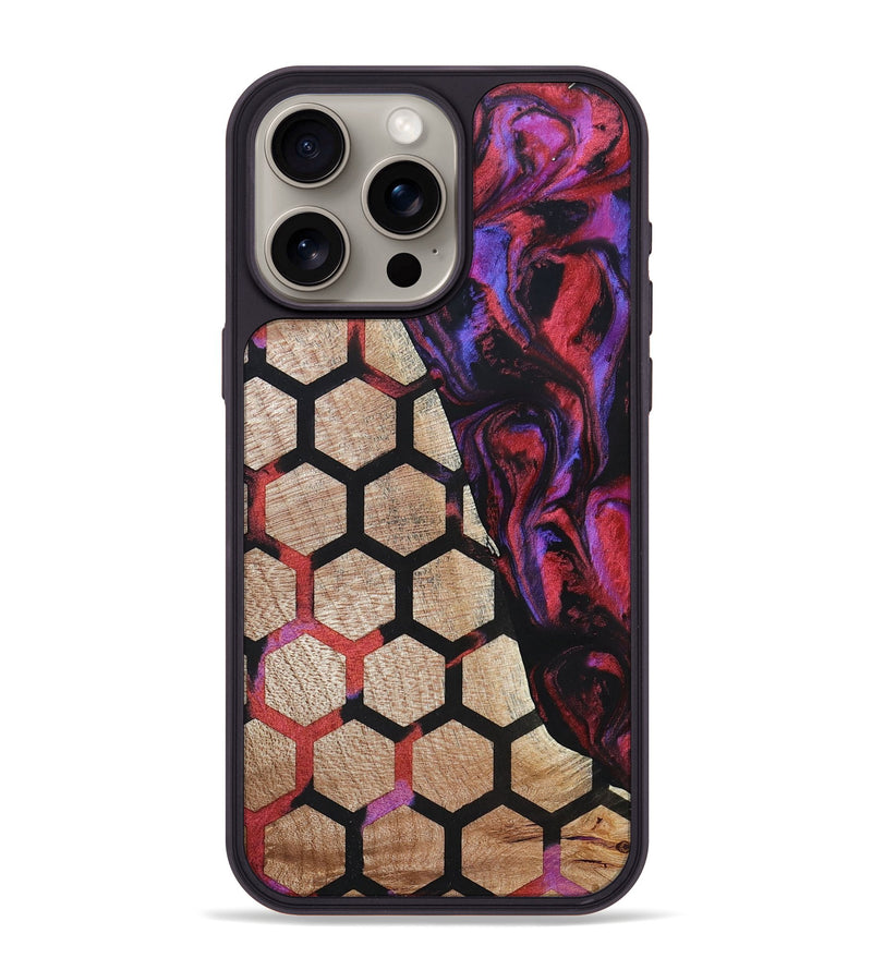 iPhone 15 Pro Max Wood+Resin Phone Case - Minnie (Pattern, 692020)